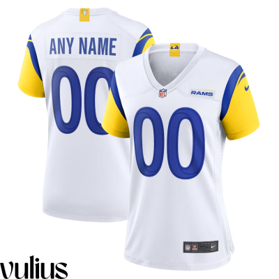 Custom Rams Jersey, White Woman's, Alternate Game Custom Jersey - Replica