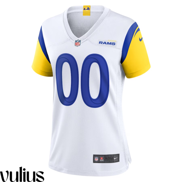 Custom Rams Jersey, White Woman's, Alternate Game Custom Jersey - Replica