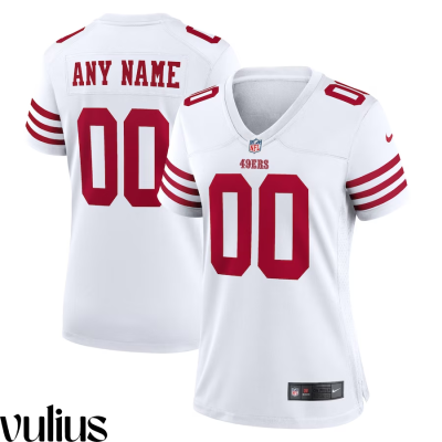 49ers Custom Jersey, White Woman's, Road Game Custom Jersey - Replica