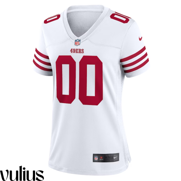 49ers Custom Jersey, White Woman's, Road Game Custom Jersey - Replica