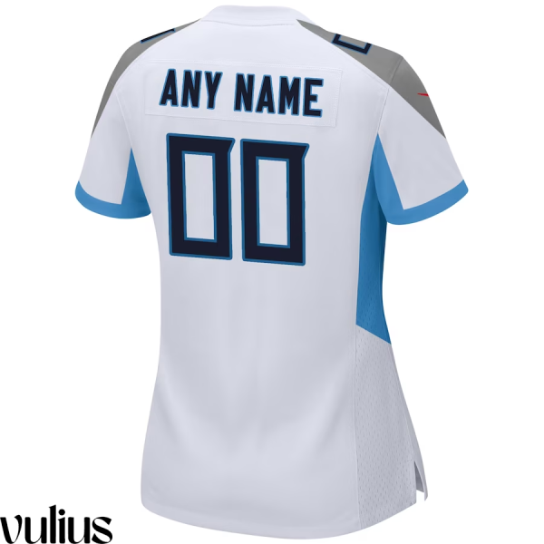 Custom Titans Jersey, White Woman's Jersey, Road Game Jersey - Replica