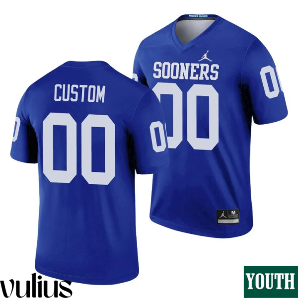 Oklahoma Sooners Custom Jersey, Blue Youth's, Custom Legend Football Jersey - Replica