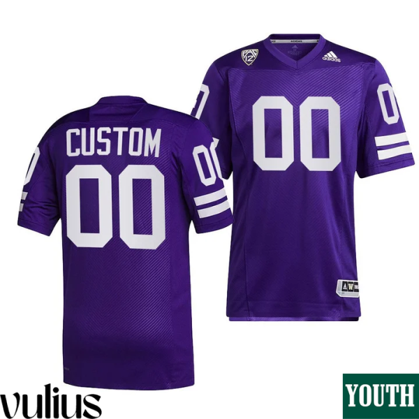 Washington Huskies Custom Jersey, Purple Youth's, 91 Throwback Jersey Reverse Retro Stitched - Replica