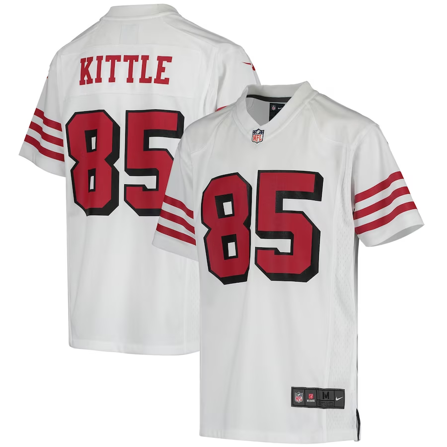 George Kittle Jersey, White Youth's, Alternate Game Jersey -