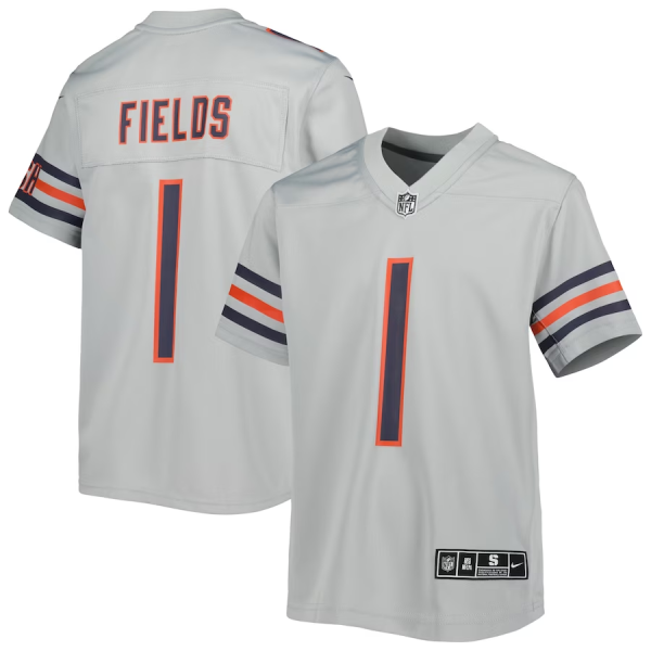 Justin Fields Jersey, Gray Men's, Inverted Game Jersey - Replica