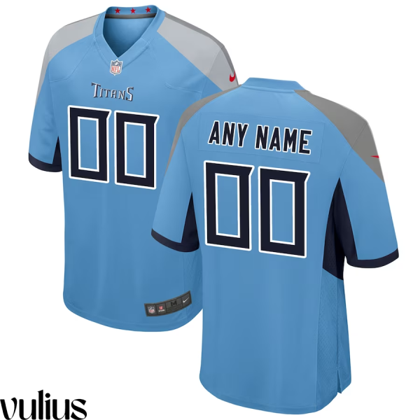 Custom Titans Jersey, Light Blue Men's Jersey, Alternate Game Jersey - Replica