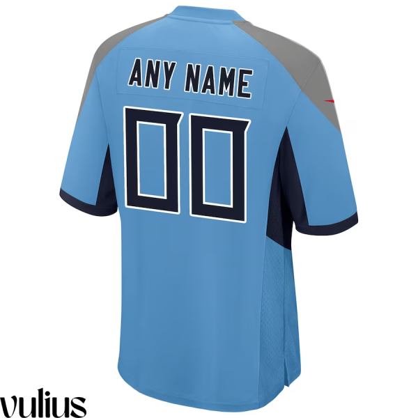 Custom Titans Jersey, Light Blue Men's Jersey, Alternate Game Jersey - Replica