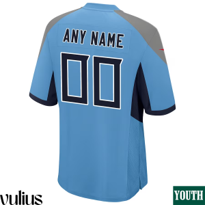 Custom Titans Jersey, Light Blue Youth's Jersey, Alternate Game Jersey - Replica