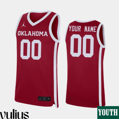 Oklahoma Sooners Custom Jersey, Red Youth's, Crimson Replica Custom Jersey