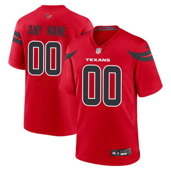 Custom Men's Red Houston Texans Alternate Game Jersey 2024