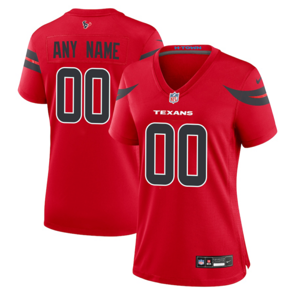 Custom Woman’s Red Houston Texans Alternate Game Jersey 2024