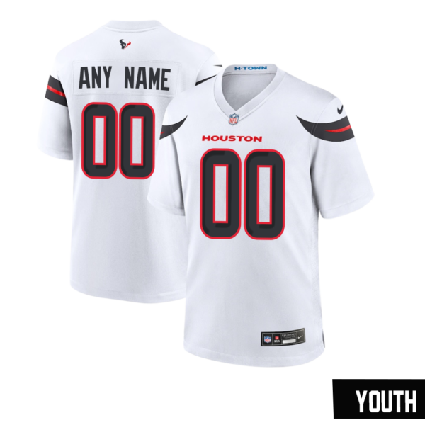 Custom Youth’s White Houston Texans Game Jersey 2024