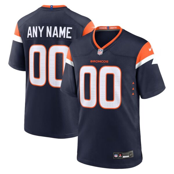 Custom Men’s Denver Broncos Navy Alternate Game Jersey 2024