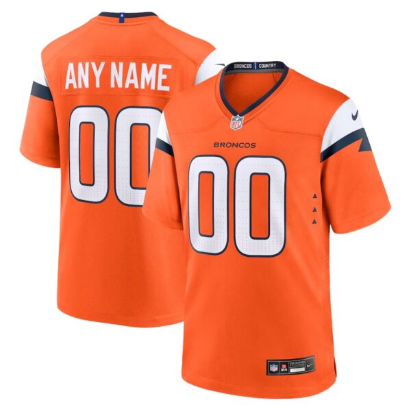 Custom Men’s Denver Broncos Orange Game Jersey 2024