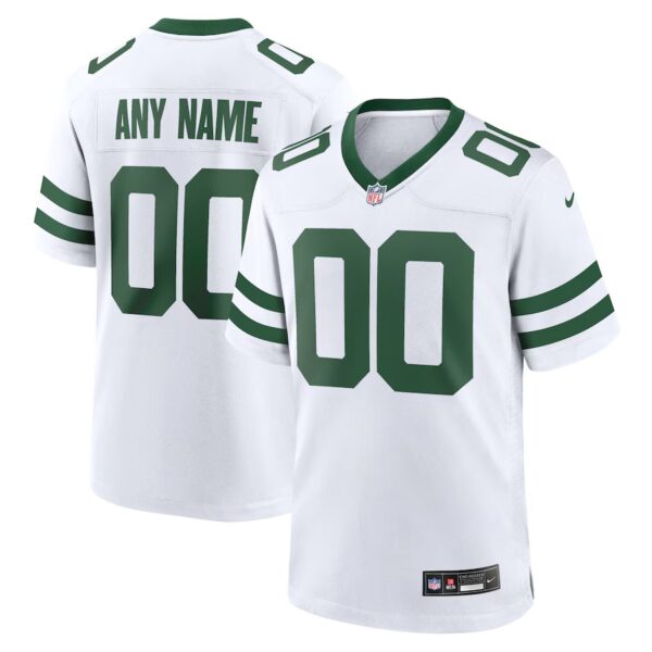 Custom Men's New York Jets Legacy White Custom Game Jersey 2024