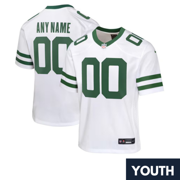 Custom Youth’s New York Jets Legacy White Custom Game Jersey 2024