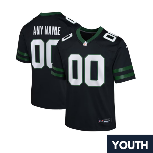 Custom Youth’s New York Jets Legacy Black Alternate Custom Game Jersey 2024