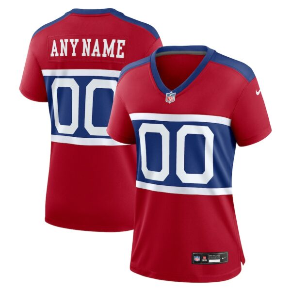 Custom Woman’s New York Giants Century Red Alternate Player Game Jersey 2024