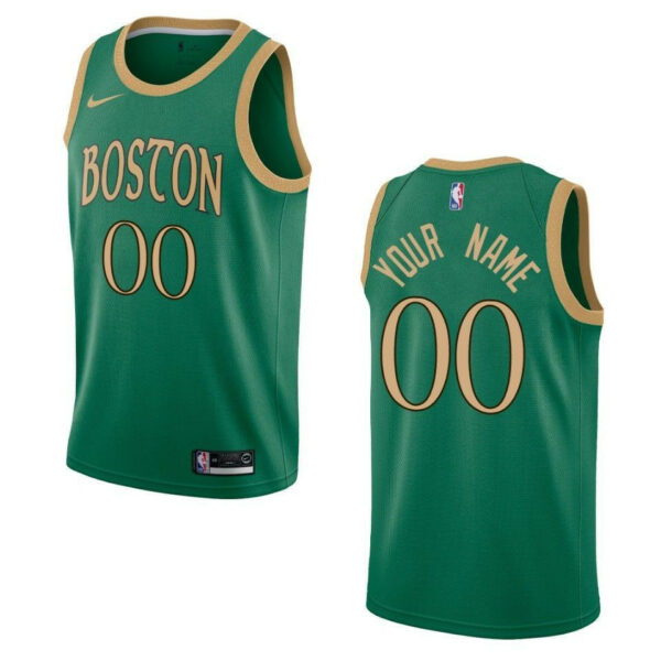 Men's 2019-20 Boston Celtics #00 Custom City Swingman Jersey - Kelly Green , Basketball Jersey - Replica