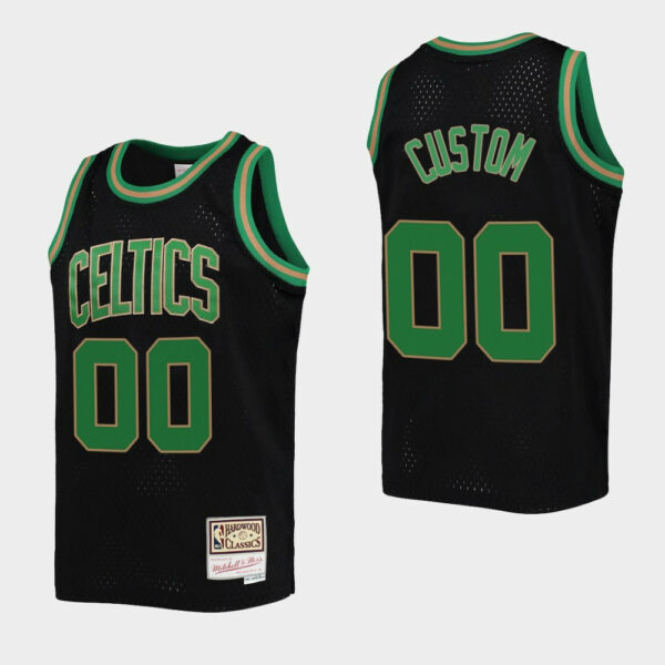 Men's Boston Celtics Custom #00 Reload Hardwood Classics Black Jersey - Replica