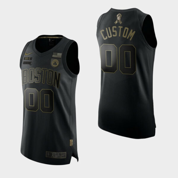 Men's Boston Celtics #00 Custom 2020 Salute To Service Black Jersey - Replica