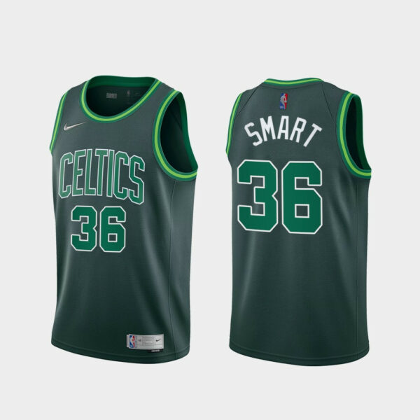 Men's 2020-21 New Original Heat Pressed Basketball Jersey Boston Celtics #36 Marcus Smart Retro Earned Edition Swingman Jerseys Customize Dri-Fit - Replica