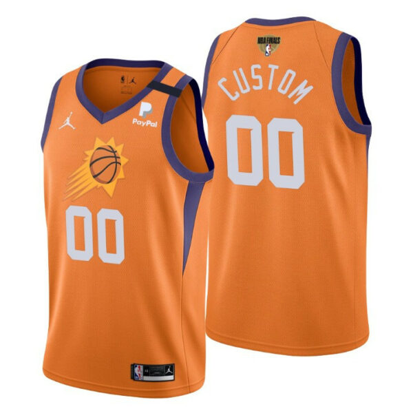 Men's Phoenix Suns 2021 NBA Finals #00 Custom Orange Jersey Statet Edition Swingman - Replica