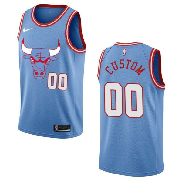 Men's 2019-20 Chicago Bulls #00 Custom City Edition Swingman Jersey - Blue - Replica