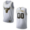 Men's Chicago Bulls #00 Custom Golden Edition Jersey - White , Basketball Jersey - Replica