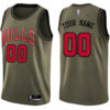 Men's Custom Chicago Bulls Swingman Green Salute to Service Jersey - Replica