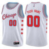 Men's CUSTOM CHICAGO BULLS SWINGMAN WHITE JERSEY - CITY EDITION - Replica