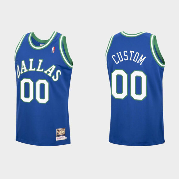 Men's Dallas Mavericks Custom #00 Mitchell & Ness Hardwood Classics Blue Jersey - Replica