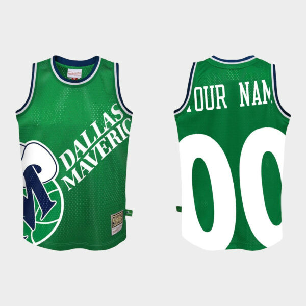 Men's Dallas Mavericks Custom #00 Big Face 2.0 Green Jersey -