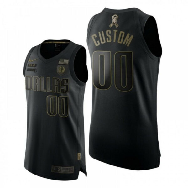 Men's DALLAS MAVERICKS CUSTOM 2020 SALUTE TO SERVICE BLACK JERSEY - Replica