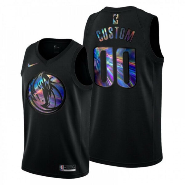 Men's DALLAS MAVERICKS CUSTOM IRIDESCENT HWC COLLECTION BLACK 2021 LIMITED JERSEY - Replica