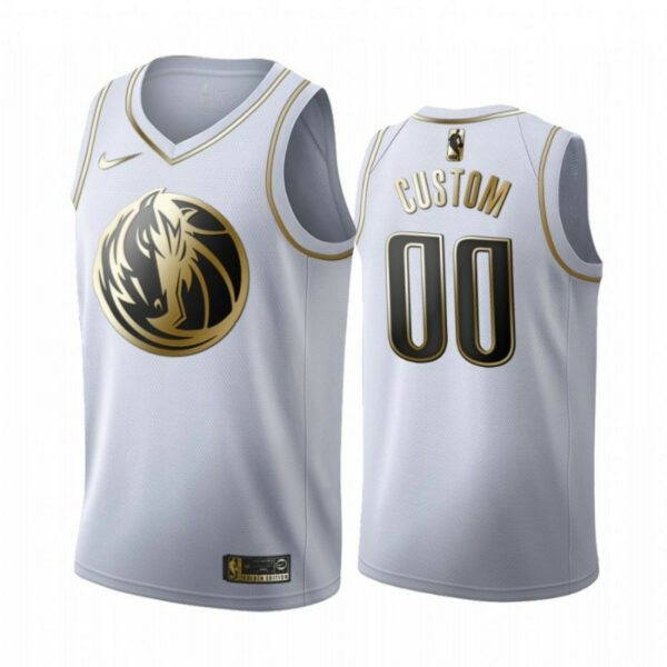 Men's CUSTOM #00 DALLAS MAVERICKS GOLDEN EDITION WHITE JERSEY - Replica