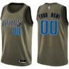 Men's Custom Dallas Mavericks Swingman Green Salute to Service Jersey - Replica