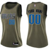 Woman's Custom Dallas Mavericks Swingman Green Salute to Service Jersey - Replica