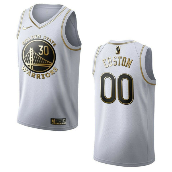 Men's Golden State Warriors #00 Custom Golden Edition Jersey - White , Basketball Jersey - Replica