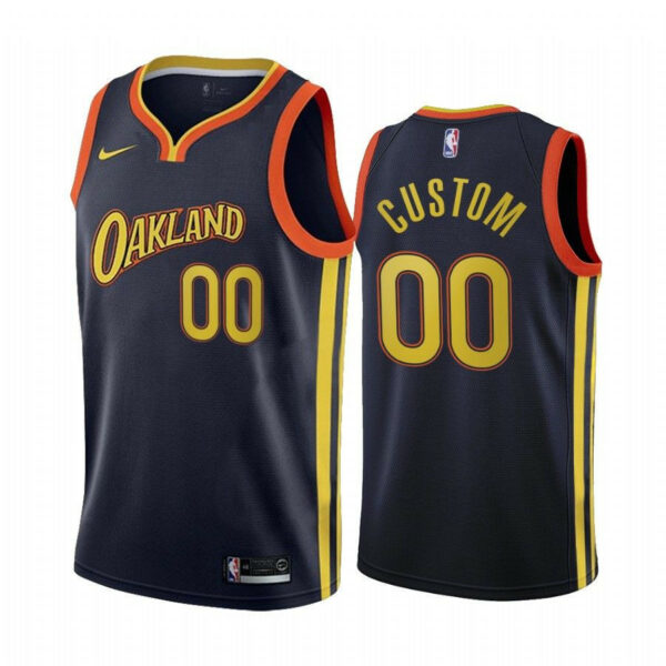 Youth's Custom Golden State Warriors Navy City Edition Oakland 2020-21 Jersey - - Replica