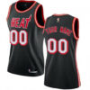 Woman's Custom Miami Heat Swingman Black Fashion Hardwood Classics Jersey - Replica