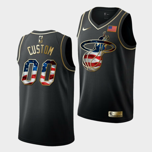 Men's Miami Heat #00 Custom 2019 Independence Day Golden Edition Jersey - Replica