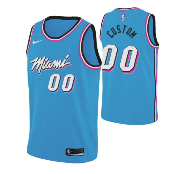 Woman's Custom Miami Heat NBA City Edition Blue Jersey - Replica