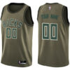 Youth's Custom Milwaukee Bucks Swingman Green Salute to Service Jersey - Replica