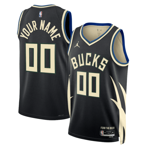 Youth's Milwaukee Bucks Custom #00 Statet Swingman Jersey 2022-23 - Replica