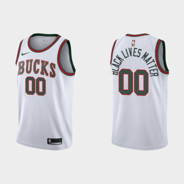 Youth's Milwaukee Bucks Custom #00 Black Lives Matter Classic White Jersey - - Replica