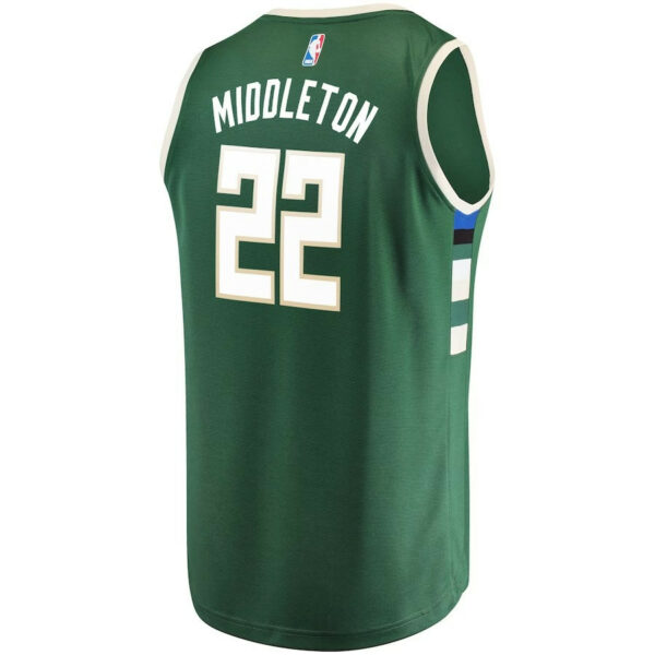 Youth's Khris Middleton Milwaukee Bucks Fast Break Road Replica Player Jersey Green - Icon Edition