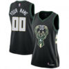 Woman's Custom Milwaukee Bucks Swingman Black Jersey - Statement Edition - Replica