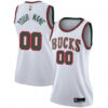 Woman's Custom Milwaukee Bucks Swingman White Fashion Hardwood Classics Jersey - Replica