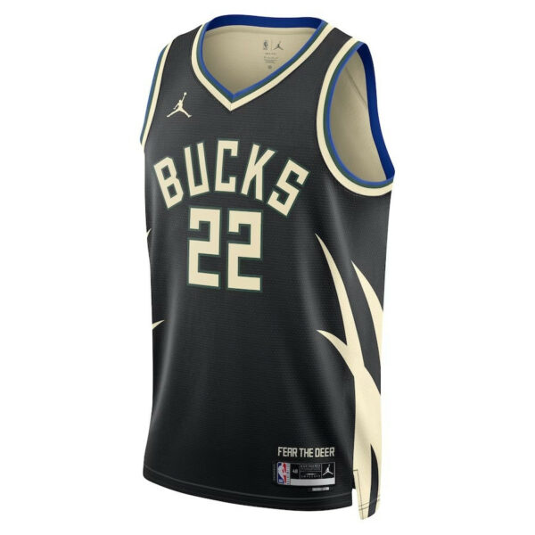 Men's Khris Middleton Milwaukee Bucks 2022/23 Statet Edition Swingman Jersey - Black - Replica